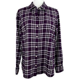 Tommy Hilfiger Women's Purple Y2K Plaid Casual Flannel Button Down Shirt S/C41